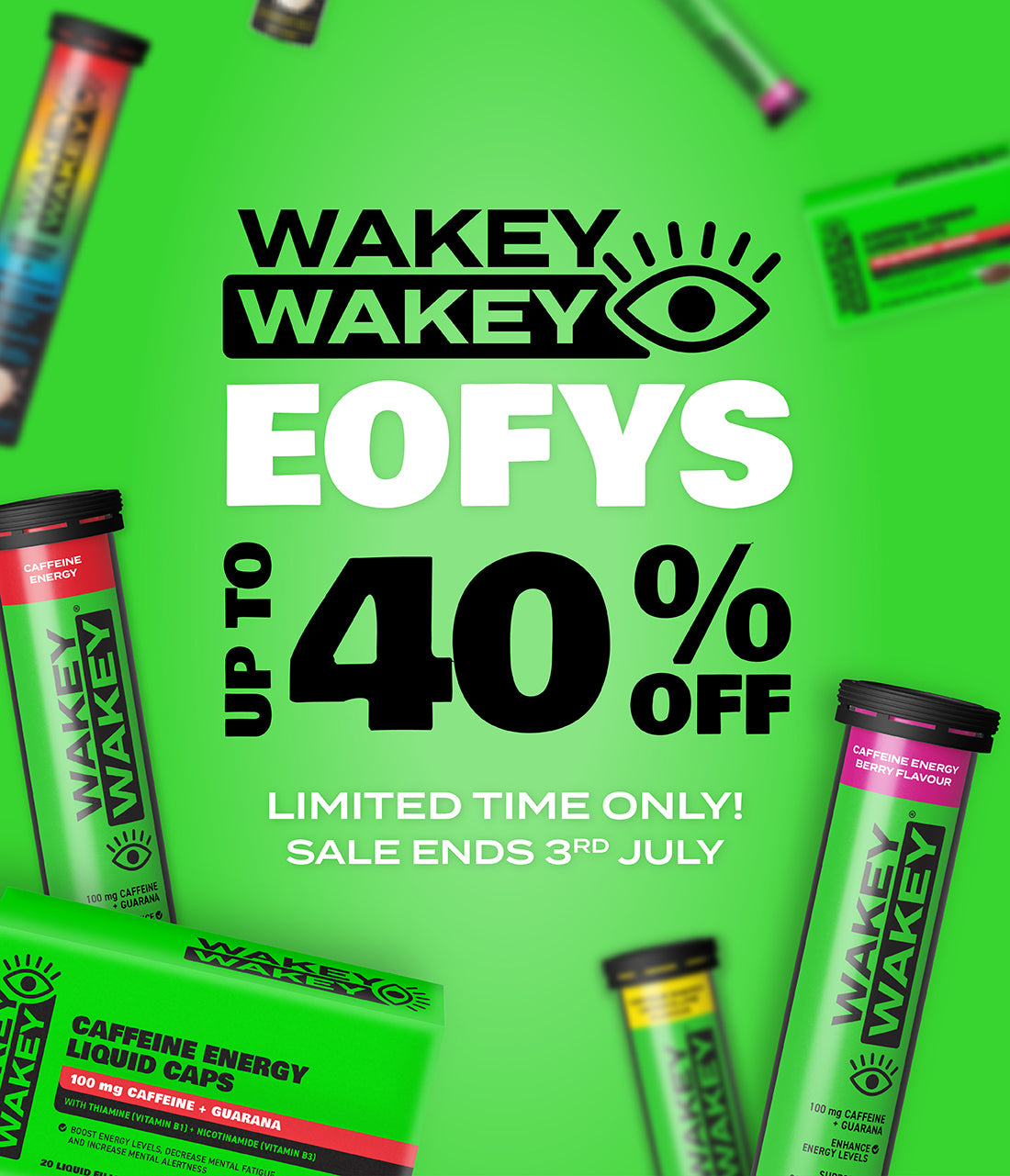 Wakey Wakey Energy Effervescent Drinks, with Caffeine and Guarana